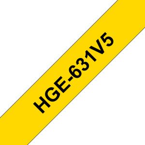 Tape 12mm High Grade Labelling Black On Yellow 8m 5 Pack (hg631v5)                                   tape 8m laminated