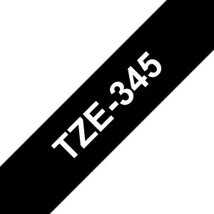Tape 18mm Lami White On Black (tze-345)                                                              tape 8m laminated