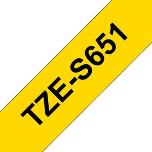 Tape 24mm Black On Yellow Strong Adhesive (tze-s651)                                                 tape 8m laminated