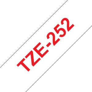 Tape 24mm Lami Red On White (tze-252)                                                                tape 8m laminated