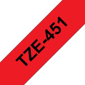 Tape 24mm Lami Black On Red (tze-451)                                                                tape 8m laminated