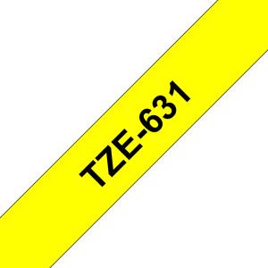 Tape 12mm Lami Black On Yellow 8m (tze-631)                                                          tape 8m laminated