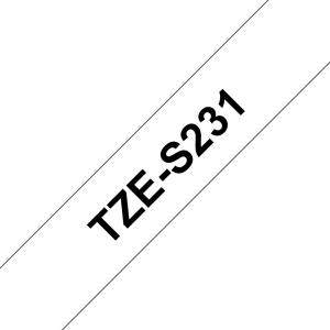 Tape 12mm Black On White Strong Adhesive (tze-s231)                                                  tape 8m laminated