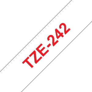 Tape 18mm Lami Red On White (tze-242)                                                                tape 8m laminated