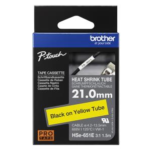Heat Shrink Tube Tape Cassette - Hse-651e - Black On Yellow - 21.0mm Wide 21,0mmx1,5m