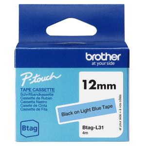 Tape 12mm Black On Light Blue (btagl31) tape 4m non laminated