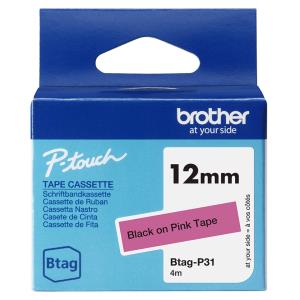 Tape 12mm Non Lami Black On Pink (btagp31) tape 4m non laminated