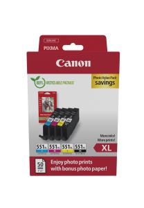 Ink Cartridge - cli-551xl Bk/c/m/y Photo Value ink+photo paper (4) cmy pbk HC w/o SEC