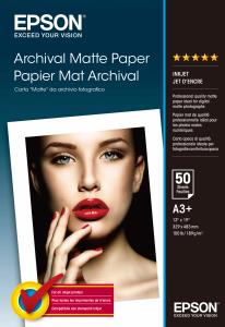 Paper Matte Archival A3+ 50-sheet (c13s041340)                                                       A3+ (330x483mm) 50sheet white 192gr matt