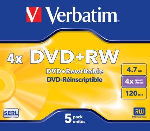DVD+rw Media 4.7GB 4x Datalife Plus 5-pk With Jewel Case                                             43229 jewel case data life plus