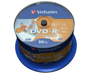 DVD-r Media 4.7GB 16x Wide Photo Printable 50-pk With Spindle                                        43533 spindle inkjet printable
