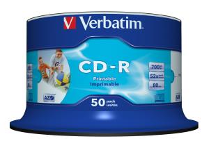 Cdr Recorder Media 700MB 80min 52x Wide Printable 50-pk With Spindle 43438 spindle inkjet printable