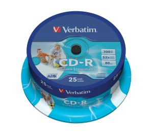 Cdr Recorder Media 700MB 80min 52x Printable 25-pk With Spindle                                      43439 spindle inkjet printable ID