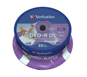 DVD+r Media 8.5GB 8x Double Layer Printable 25-pk                                                    43667 Spindel inkjet printable
