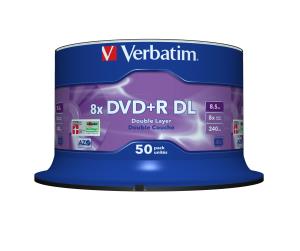 DVD+r Media 8.5GB 8x Double Layer Matt Silver Spindle 50-pk                                          43758 spindle matt silber