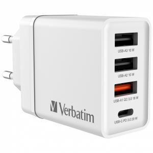 30W 4-Port USB Wall Charger - White 49701 1x USB-C 1x USB-A 3.0 2x USB-A 10W