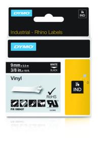 Rhino 9 Mm Vinyl White On Black vinyl tape 5,5m