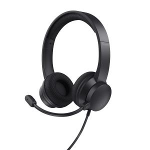 Headset -  Ayda - USB-enc - Stereo 3.5mm - Wired - Black 25089 wired black on-ear
