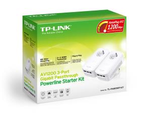 Powerline Adapter Kit Av1200 - 3-port Gigabit Passthrough - 2 Pack TL-PA8030PKIT HomePlug AV2 3xRJ45