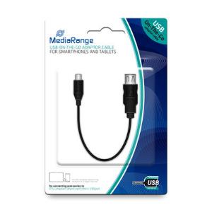 On-the-go Adaptor Cable, USB 2.0 Socket/micro USB 2.0 Plug, 20cm Black MRCS168 USB 2.0 plug + socket 20cm